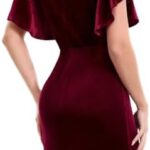 VESTIDO FORMAL DE INVIERNO CORTO DE TERCIOPELO FRUNCIDO