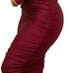 VESTIDO MIDI FRUNCIDO CON HOMBROS DESCUBIERTOS PARA COCTEL COLOR VINO