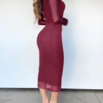 VESTIDO DE FIESTA TRANSPARENTE CON CUELLO ALTO FALSO