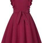 VESTIDO DE FIESTA CON VOLANTES PARA NINAS COLOR VINO