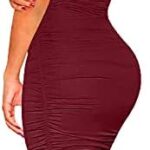 VESTIDO MIDI FRUNCIDO Y CASUAL SIN MANGAS COLOR VINO