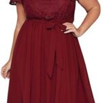 VESTIDO DE ENCAJE FLORAL CUELLO REDONDO PARA COCTEL