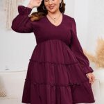 VESTIDO DE VERANO SIN MANGAS CUELLO EN V CON VOLANTES COLOR VINO