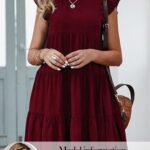 VESTIDO CORTO DE VERANO TIPO BABYDOLL COLOR VINO