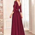 VESTIDO LARGO ELEGANTE CON MANGAS 3-4 Y CINTURA IMPERIO COLOR VINO