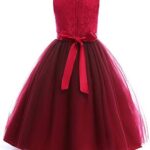 VESTIDO DE DAMA DE HONOR DE ENCAJE PARA NINAS COLOR VINO