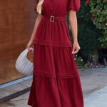 VESTIDO DE FIESTA DE VERANO CON SOLAPA Y CUELLO EN V