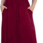 VESTIDO LARGO V-NECK CON BOLSILLOS COLOR VINO