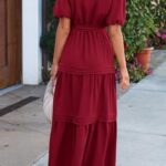 VESTIDO DE FIESTA DE VERANO CON SOLAPA Y CUELLO EN V