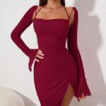 VESTIDO CORTO DE FIESTA CON MANGAS DE VOLANTES