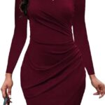 VESTIDO MIDI AJUSTADO SEXY PARA INVITADOS DE BODA COLOR VINO