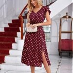 VESTIDO MIDI DE VERANO Y MANGAS CON VOLANTES