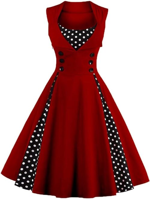 VESTIDO PARA COCTEL AL ESTILO VINTAGE 50S COLOR VINO