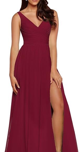 VESTIDO DE DAMA DE HONOR CON ABERTURA