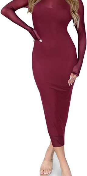VESTIDO DE FIESTA TRANSPARENTE CON CUELLO ALTO FALSO