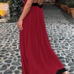 VESTIDO COLOR VINO DE VERANO ELEGANTE CON TIRANTES FINOS