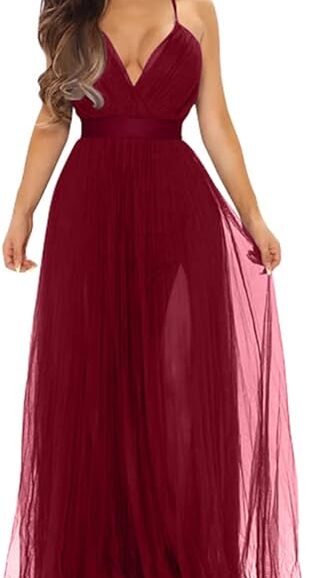 VESTIDO PARA DAMA DE HONOR CON CUELLO EN V PROFUNDO