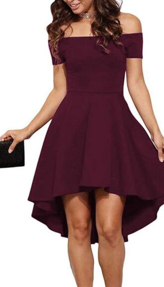 VESTIDO PATINADORA MANGA CORTA HOMBROS DESCUBIERTOS PARA FIESTA