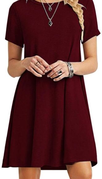 VESTIDO INFORMAL TIPO CAMISETA DE COLOR LISO VIN0