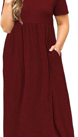 VESTIDO DE VERANO MANGA CORTA TALLA GRANDE CON BOLSILLOS