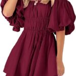 VESTIDO VERANIEGO CON VOLANTES Y MANGA CORTA ABOMBADA