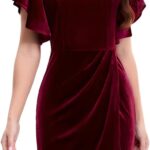 VESTIDO FORMAL DE INVIERNO CORTO DE TERCIOPELO FRUNCIDO