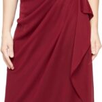 VESTIDO DE MALLA ELASTICA CON CUENTAS COLOR VINO