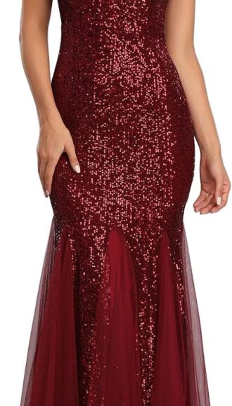 VESTIDO FIESTA LENTEJUELAS TUL SEXY CUELLO V SIN MANGAS