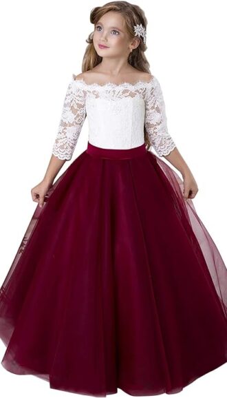 VESTIDO DE ENCAJE PARA FIESTA DE DESFILE DE NAVIDAD
