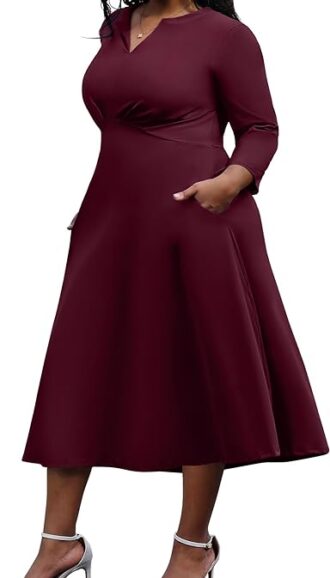VESTIDO CRUZADO ELASTICO TALLA GRANDE PARA BODA O TRABAJO