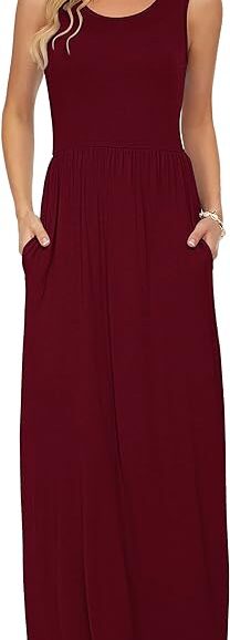 MAXIVESTIDO VERANIEGO SIN MANGAS HOLGADO CON BOLSILLOS COLOR VINO