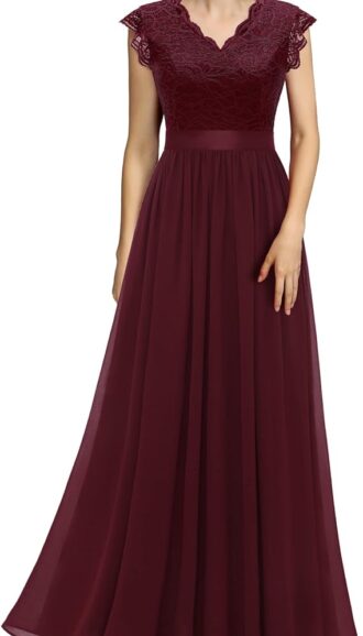 VESTIDO DE DAMA DE HONOR SIN MANGAS COLOR VINO