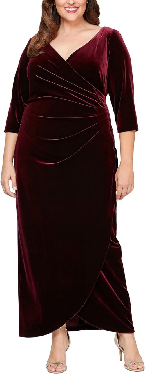 VESTIDO LARGO DE TERCIOPELO EN TALLAS GRANDES