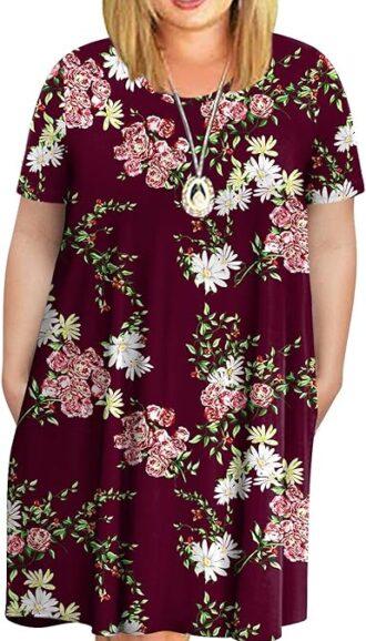 VESTIDO DE VERANO CON HOMBROS DESCUBIERTOS TALLA GRANDE COLOR VINO