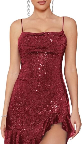 MINI VESTIDO DE COCTEL CON PURPURINA BRILLANTE