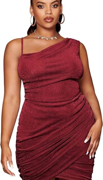 VESTIDO AJUSTADO TALLA GRANDE CON PURPURINA
