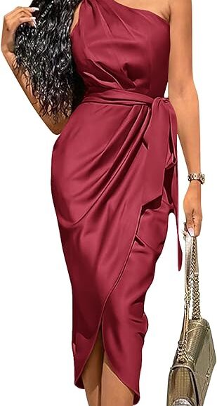 VESTIDO AJUSTADO FRUNCIDO PARA VERANOCOLOR VINO
