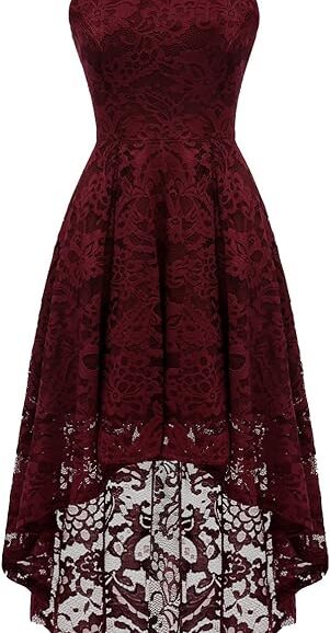 VESTIDO ASIMETRICO DE ENCAJE FLORAL PARA FIESTA DE COCTEL