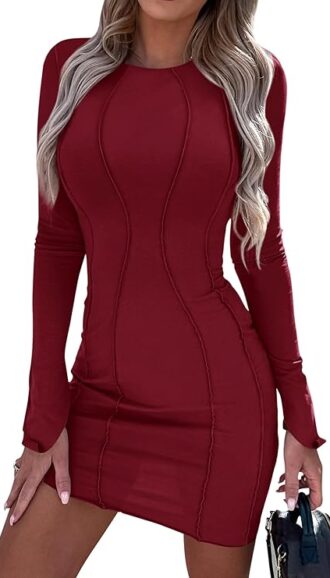 MINI VESTIDO BODYCON DE MANGA LARGA PARA OTONO