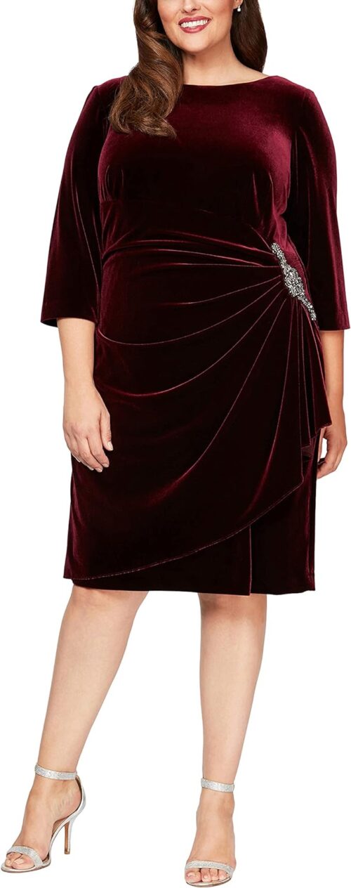VESTIDO CORTO DE TERCIOPELO DE TALLA GRANDE