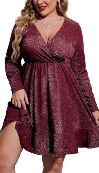 VESTIDO DE COCTEL CON PURPURINA DE TALLA GRANDE