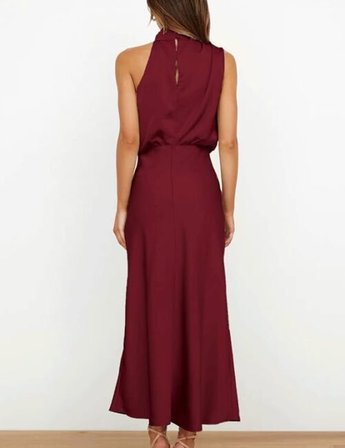 MAXI VESTIDO DE SATEN ELEGANTE PARA COCTEL VERANO