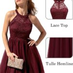 VESTIDO CORTO DE FIESTA CON ESCOTE HALTER COLOR VINO