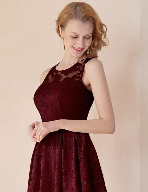 VESTIDO DE COCTEL ASIMETRICO CON ENCAJE FLORAL (1)