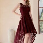 VESTIDO DE COCTEL ASIMETRICO CON ENCAJE FLORAL (2)