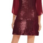 VESTIDO DE LENTEJUELAS BRILLANTE PARA FIESTA COLOR VINO