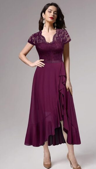 VESTIDO LARGO CON VOLANTES IDEAL PARA DAMAS DE HONOR-1