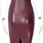 VESTIDO PIEL SINTETICA VINO ASIMETRICO TIRANTES DELGADOS