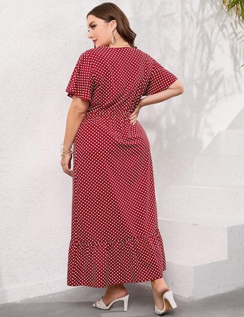 VESTIDO VERANIEGO COLOR VINO TALLA GRANDE MANGA CORTA